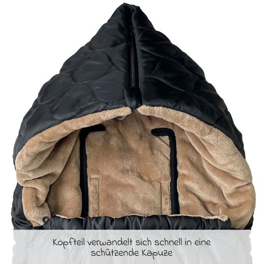 Kaiser Fleece footmuff Recy XL made from 100% recycled polyester for baby carriages & baby carriages - Black Light Brown