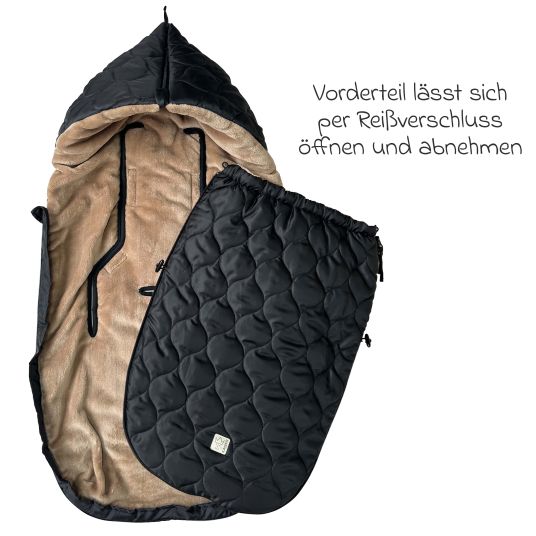 Kaiser Fleece footmuff Recy XL made from 100% recycled polyester for baby carriages & baby carriages - Black Light Brown