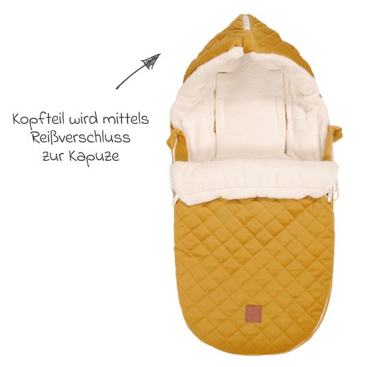 Kaiser Velvet Hoody fleece footmuff for infant car seat and carrycot - Mustard