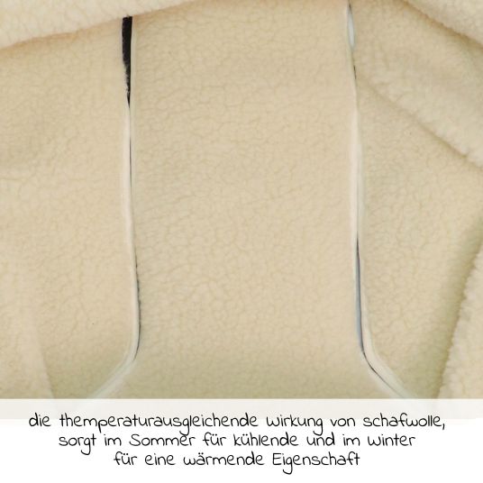 Kaiser Coprigambe in pile XL Ears Wool foderato in 100% lana di pecora per carrozzine e passeggini - Antracite Melange
