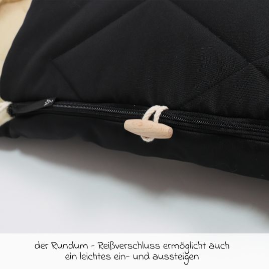 Kaiser Coprigambe in pile XL Ears Fodera in lana di pecora al 100% per carrozzine e passeggini - Nero