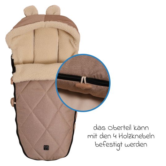 Kaiser Coprigambe in pile XL Ears Fodera in lana di pecora al 100% per carrozzine e passeggini - Sand Melange