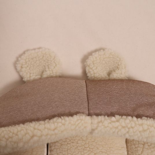 Kaiser Fleece footmuff XL Ears Wool lining made from 100% sheep's wool for baby carriages and buggies - Sand Melange