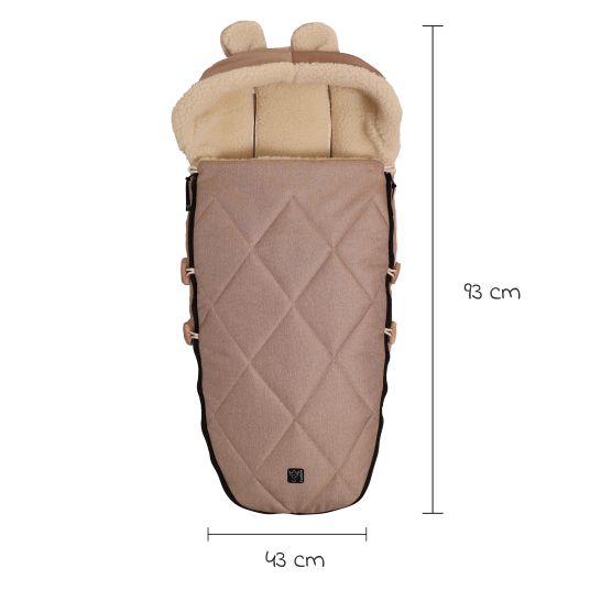 Kaiser Fleece footmuff XL Ears Wool lining made from 100% sheep's wool for baby carriages and buggies - Sand Melange