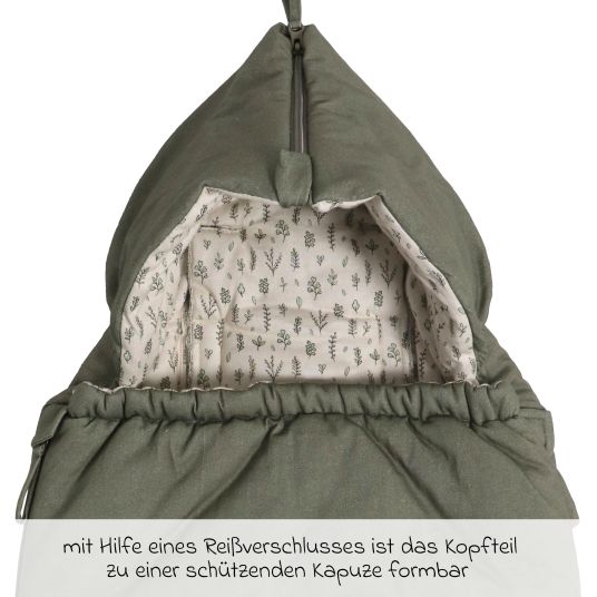 Kaiser Jersey-Fußsack Small Hooded für Babyschalen und Babywannen - Olive Green