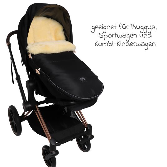 Kaiser Love the Nature lambskin footmuff for baby carriages, buggies & bike trailers - Black