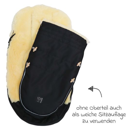 Kaiser Love the Nature lambskin footmuff for baby carriages, buggies & bike trailers - Black