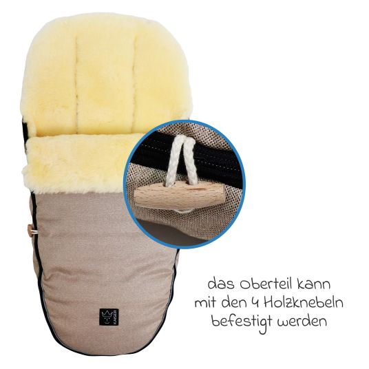 Kaiser Love the Nature lambskin footmuff for baby carriages, buggies & bike trailers - Sand Melange