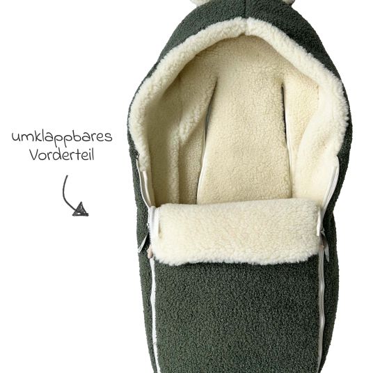 Kaiser Virgin wool footmuff Hukky for infant carriers & carrycots - Mineral Green