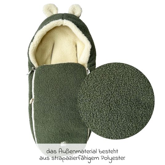 Kaiser Schurwolle-Fußsack Hukky für Babyschalen & Babywannen - Mineral Green