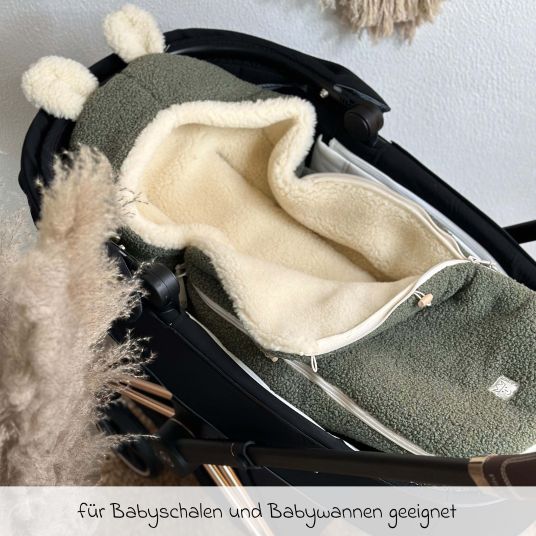 Kaiser Virgin wool footmuff Hukky for infant carriers & carrycots - Mineral Green