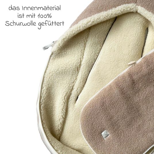 Kaiser Virgin wool footmuff Hukky for infant carriers & carrycots - Warm Sand