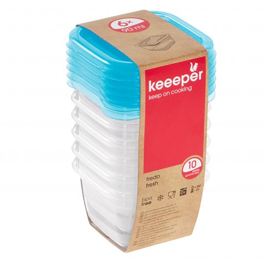 Keeeper Barattolo di conservazione Confezione da 6 Fredo 90 ml - Fresh - Fresh Blue