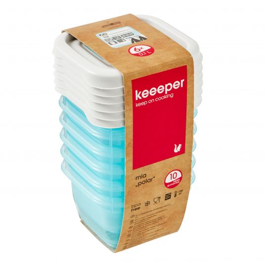 Keeeper Barattolo di conservazione Confezione da 6 Mia Inscribable 90 ml - Polar - Blu ghiaccio