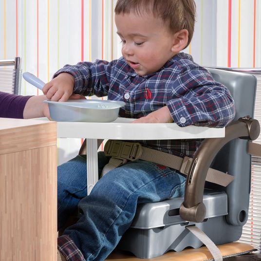 KidsKit Sitzerhöhung Hi-Seat mitwachsend - Silbergrau Weiß Taupe