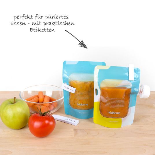 Kidsme Squeeze bags 4-pack 180 ml - refillable with labels