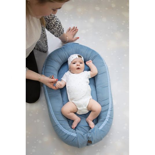 KinderConcept Baby Nest - Premium Velvet - Denim