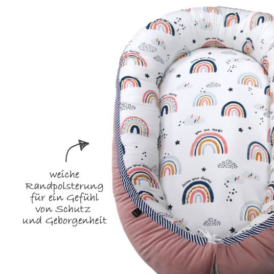 KinderConcept Babynest - Rainbow - Weiß / Rosa