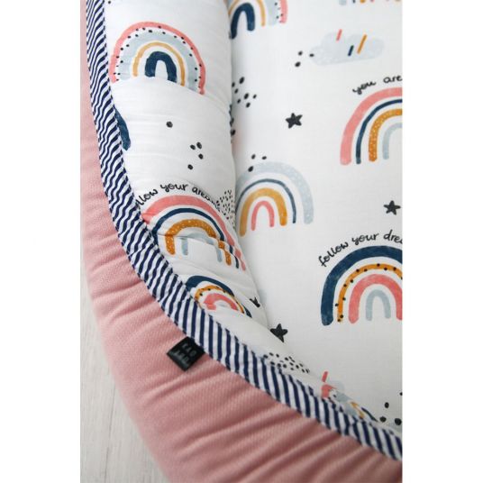 KinderConcept Baby Nest - Rainbow - White / Pink