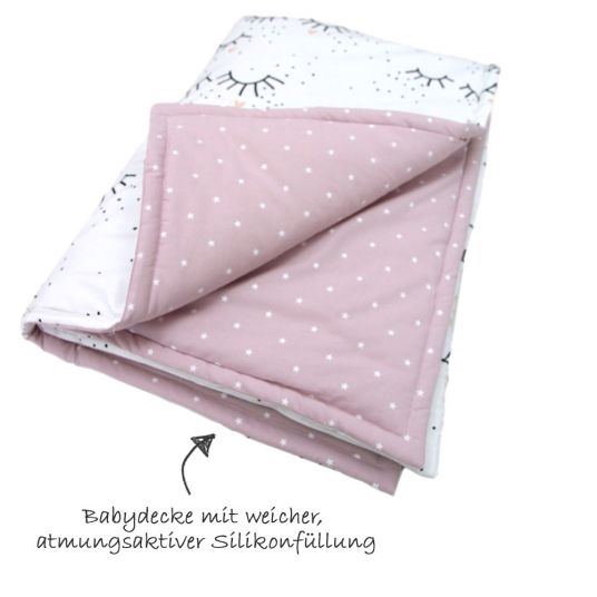 KinderConcept Biancheria da letto con imbottitura e cuscino - Blink - Rosa / Bianco