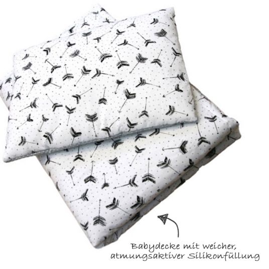 KinderConcept Biancheria da letto con imbottitura e cuscino - Frecce Boho - Grigio / Bianco