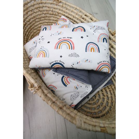 KinderConcept Bettwäsche mit Füllung & Kissen - Rainbow - Weiß / Rosa