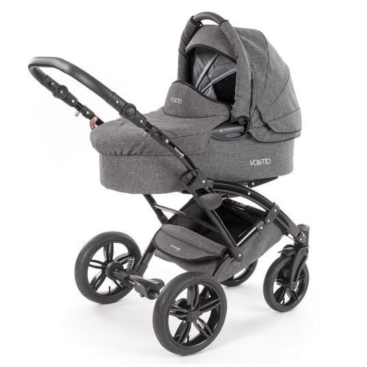 Knorr Baby 3in1 Kinderwagen-Set Voletto Exklusiv inkl. Babywanne, Sportsitz & Babyschale Milan - Melange Grau