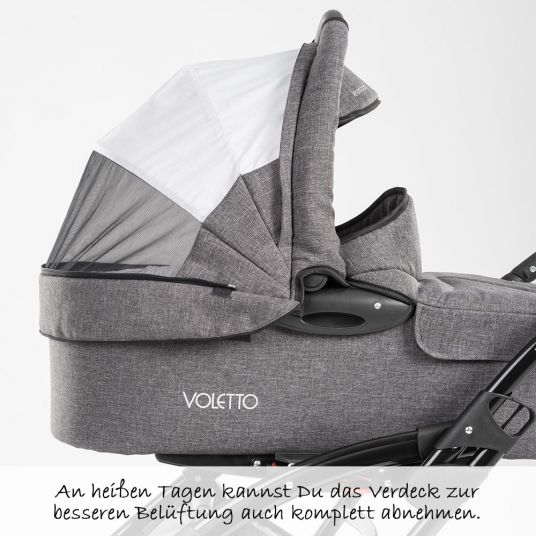 Knorr Baby Set passeggino 3in1 Voletto Exclusive con navicella, seggiolino sportivo e marsupio Milan - Grigio melange
