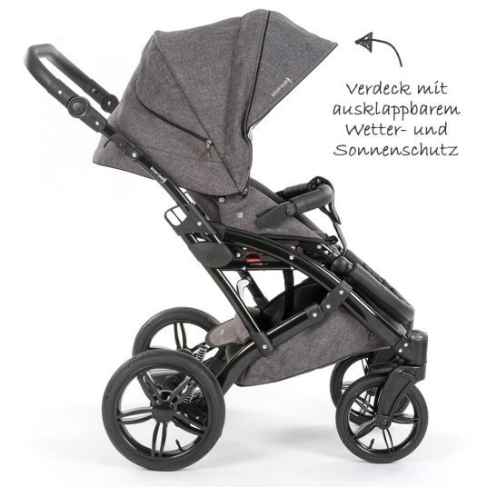 Knorr Baby Baby carriage set Voletto Exklusiv & baby seat Milan - Melange Grey