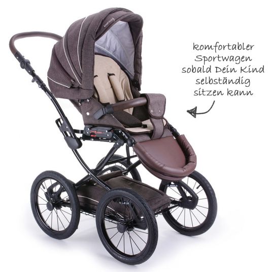Knorr Baby Kombi-Kinderwagen Classico inkl. Babywanne & Sportsitz - Braun
