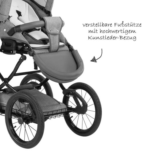 Knorr Baby Kombi-Kinderwagen Classico mit Luftreifen inkl. Babywanne & Sportsitz - Hellgrau