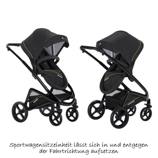 Knorr Baby Kombi-Kinderwagen Head Sport inkl. Babywanne & Sportsitz - Darkgrey-Yellow