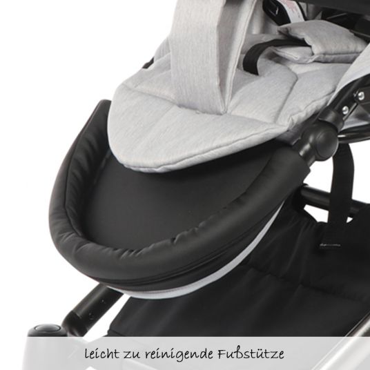 Knorr Baby Passeggino combinato LIFE+ SET con navicella e seggiolino sportivo - grigio argento