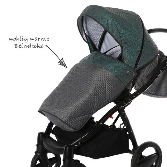 Knorr Baby Kombi-Kinderwagen Piquetto inkl. Babywanne & Sportsitz - Petrol-Grau