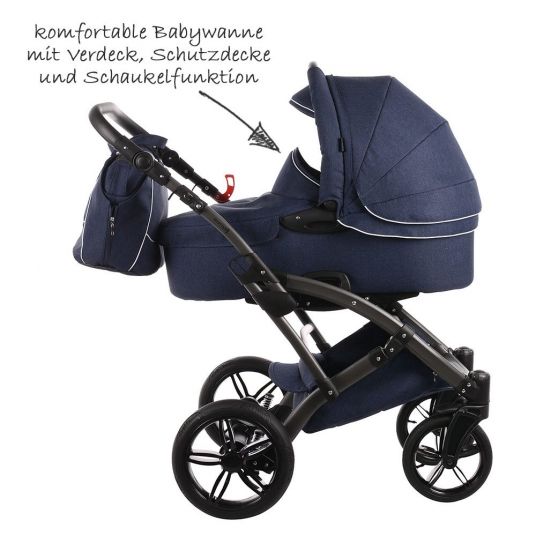 Knorr Baby Kombi-Kinderwagen Voletto Emotion inkl. Babywanne & Sportsitz - Night Blue