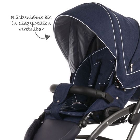 Knorr Baby Kombi-Kinderwagen Voletto Emotion inkl. Babywanne & Sportsitz - Night Blue