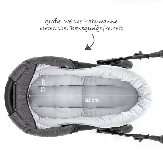 Knorr Baby Kombi-Kinderwagen Voletto Exklusiv inkl. Babywanne & Sportsitz - Melange Grau