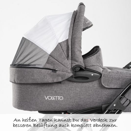 Knorr Baby Passeggino Voletto Exclusive Combi con navicella e seggiolino sportivo - Grigio Melange