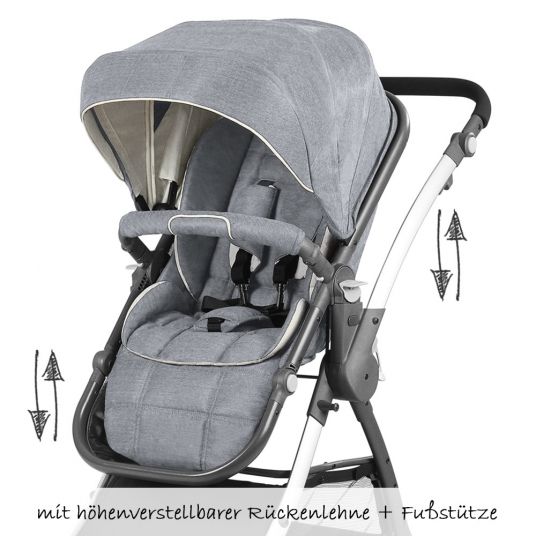Knorr Baby Combi stroller Yuu incl. diaper bag - melange light gray