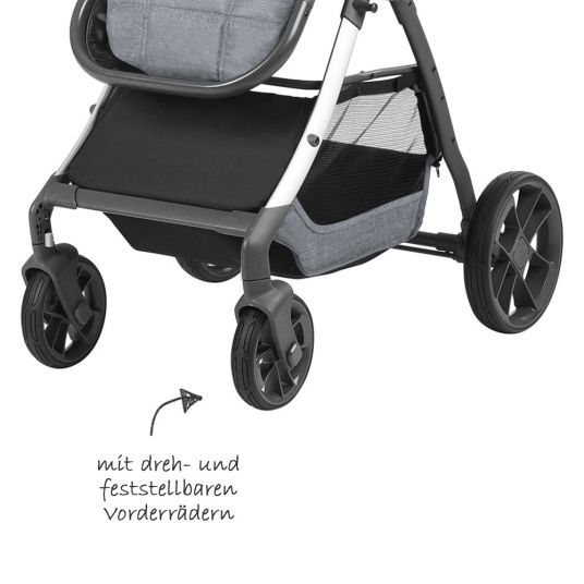 Knorr Baby Combi stroller Yuu incl. diaper bag - melange light gray