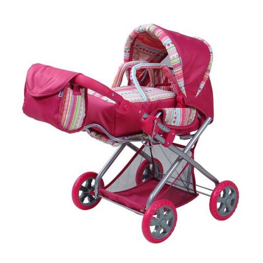 Knorrtoys Combi doll carriage Kyra - Stripes Pink