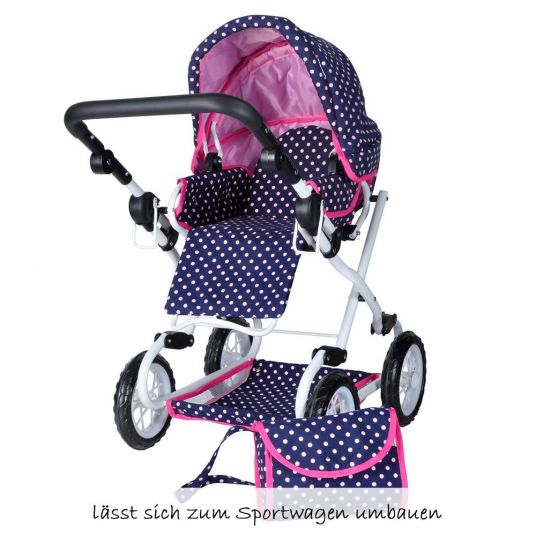 Knorrtoys Combi doll carriage Salsa Dots - Navy Pink