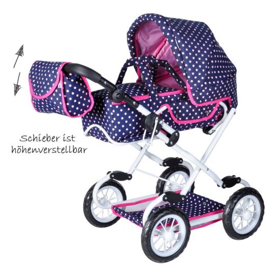 Knorrtoys Combi doll carriage Salsa Dots - Navy Pink