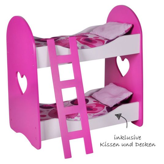 Knorrtoys Dolls bunk bed Hearts and Butterfly - Pink Love