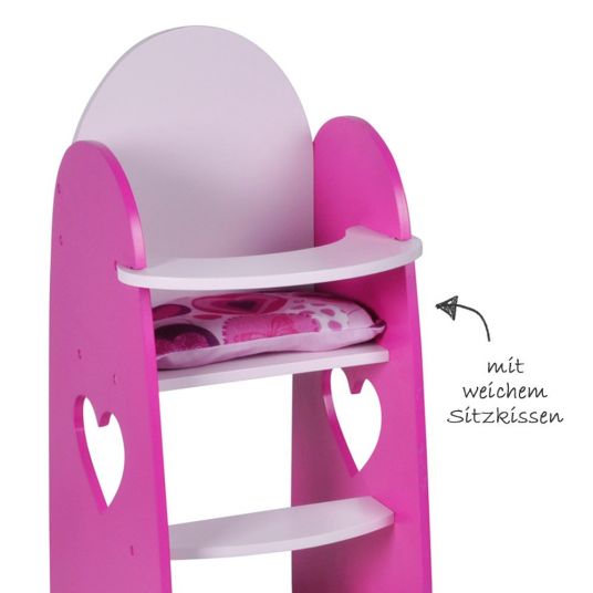 Knorrtoys Doll high chair Hearts and Butterfly - Pink Love