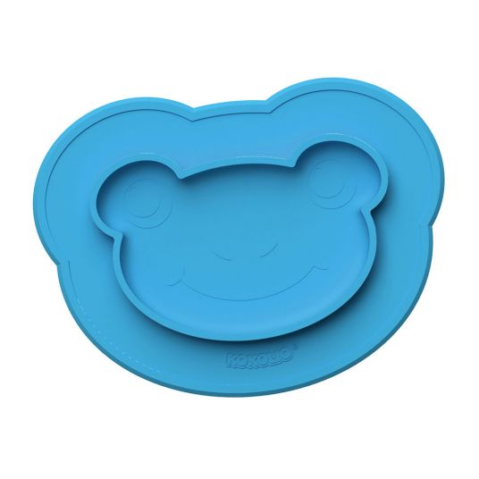 Kokolio Non Slip Eating Learning Plate, Silicone Plate for Babies, Baby Bowl, BLW Plate, Baby Plate Froggi - Blue