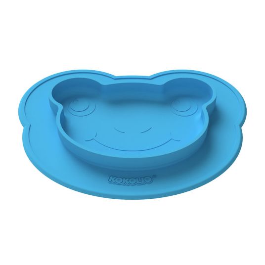 Kokolio Non Slip Eating Learning Plate, Silicone Plate for Babies, Baby Bowl, BLW Plate, Baby Plate Froggi - Blue