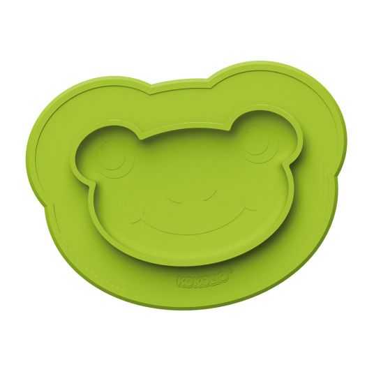 Kokolio Non Slip Eating Learning Plate, Silicone Plate for Babies, Baby Bowl, BLW Plate, Baby Plate Froggi - Green