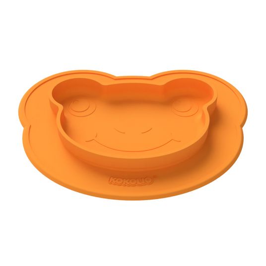 Kokolio Non Slip Eating Learning Plate, Silicone Plate for Babies, Baby Bowl, BLW Plate, Baby Plate Froggi - Orange