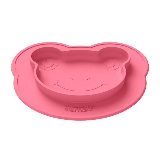 Kokolio Non Slip Eating Learning Plate, Silicone Plate for Babies, Baby Bowl, BLW Plate, Baby Plate Froggi - Pink